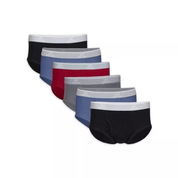 George Men's Briefs 6 Pack - Blue, Gray, Red, Black Moisture Wicking Tag-Free - Picture 2 of 8